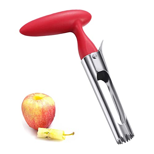 Togli Torsolo Mela, Levatorsolo per Mele in Acciaio Inox, Leva Torsolo Mela, Per La Casa e La Cucina Con Impugnatura Affilata a Lama Seghettata,Rosso