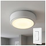 Energizer LED Ceiling Light Fixture, Battery Operated, Wireless Wall Switch Remote, 200 Lumens, Ceiling Light No Electricity, Perfect for Closets, Laundry Room, Garage, and More, 47485-T2