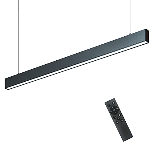 Monios-L Led Linear Light,4Ft Dimmable Pendant Light Fixture,3000K To 6000K Color Changing,Linkable Modern Lighting For Kitchen/Dining/Living Room,Adjustable Ceiling Office Shop Light With Remote,Etl #TOP25