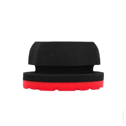 NIGRIN Hand-Polierschwamm, Hexagonform für sicheren Halt, Wabenstruktur für optimale Politurverteilung, Polierschwamm für präzises und effektives Polieren von Hand, rot/schwarz, 1 Stück