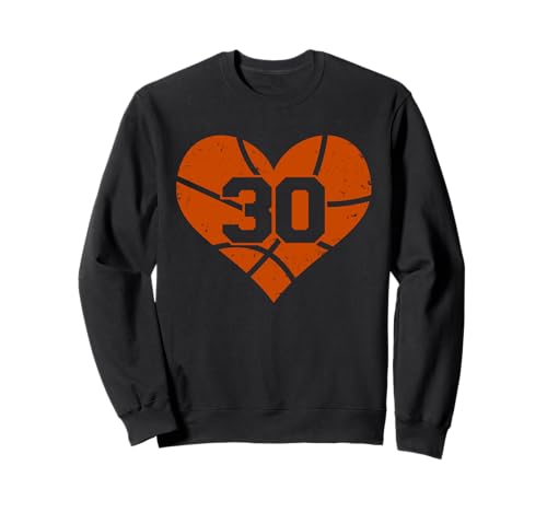 Basketball Number 30 Jersey Heart Game Day Sweatshirt