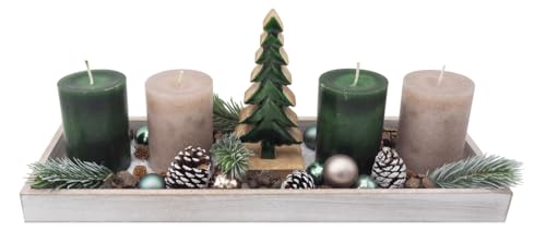 Adventskranz - Adventsgesteck länglich Deko-Tablett mit 4...