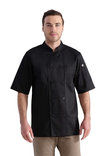 Chef Works Unisex Volnay Chef Coat, Black, Large