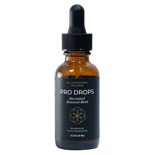 Glow Natural Wellness Pro Drops - Progesterone Oil for Women - Plant Based Topical Drops with MCT Oil Bergamot & Chamomile - 0.5 oz (15ml)