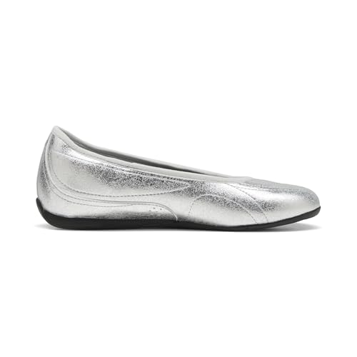 PUMA PUMA Women's Catch Soleil Ballerina Shoes, Silver- Black SS26, 6 Puma Catch Soleil Ballerina Metallic WHI