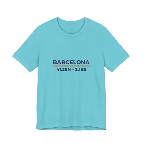 T-Shirt Barcelone Édition Jour à col rond avec impression coordonnées épurées