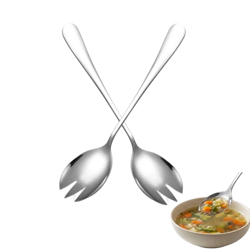 Stainless Steel Salad Servers Set 2-Piece Silver Salad Spoon and Fork Ergonomic Serving Utensils for Salads Pasta and Meals
