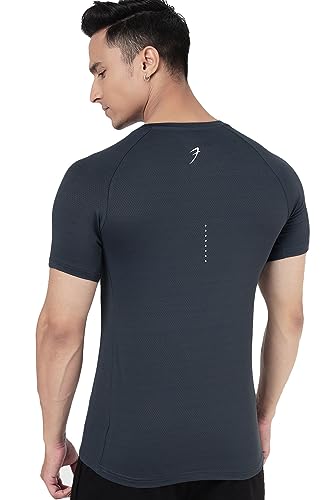 Image of FUAARK Men's Aura Textured Round Neck Regular Fit Gym Sports T-Shirt