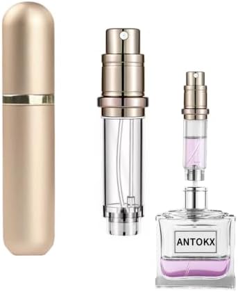 5ML Travel Perfume Bottle Atomizer Refillable, Cologne Sprayer (Gold-1)