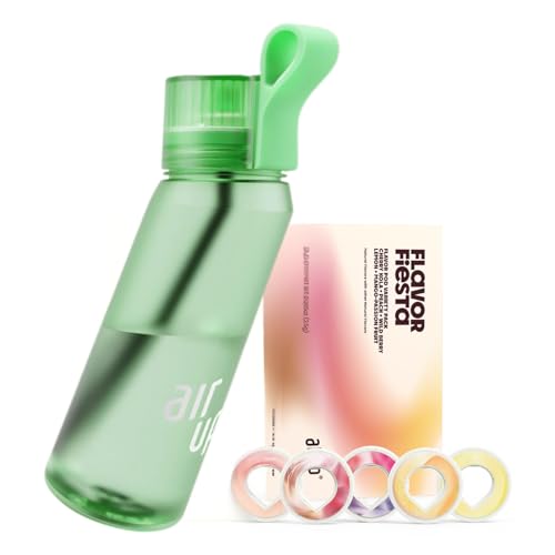 air up® water bottle (22 oz) for school, sports, gym | includes 5 scent pods & straw | flavored bottle in green – also for kids, boys, girls | no calories, sugar-free and suitable for carbonation