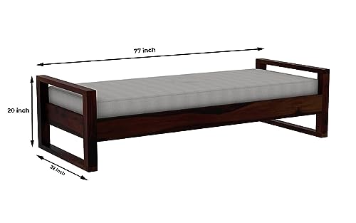 Image of CRAFT D ARTS Solid Sheesham Wooden Diwan Bed for Living Room & Bed Room Furniture | Wooden Diwan /Single Bed | (Walnut Finish)