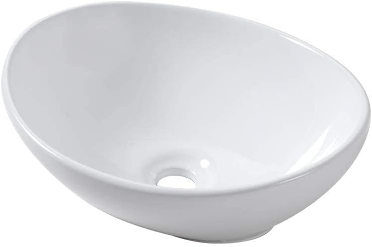 Lordear Vessel Sink Rectangular 19 x 13 Inch White Ceramic Countertop Basin Modern Above Counter Bathroom Vanity Art Basin Glossy White