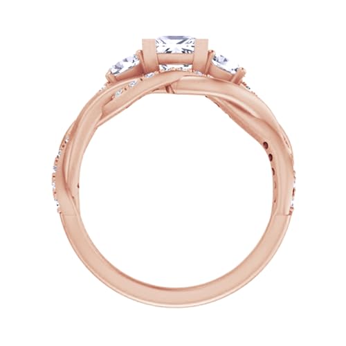 SAVEARTH DIAMONDS 3-Stone Infinity Bridal Ring Set, Center 5MM Princess Moissanite Diamond Engagement Wedding Rings For Women In 14k Gold Over Sterling Silver (1.50 Ctw)3