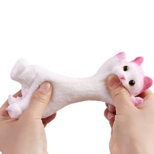 Cat Squeeze Toy, Cute Sensory Stress Fidget, Pressure Relief Squishy Toy for Relaxation and Focus, Soft Elastic Material With Du