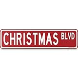 Christmas Blvd Xmas Theme Street Sign 16' x 4' Holiday Humor Ornament Novelty Home Decor (ChristmasStreet)