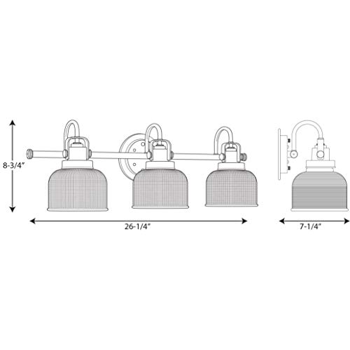 Archie Collection 3-Light Clear Double Prismatic Glass Coastal Bath Vanity Light Polished Chrome #TOP1