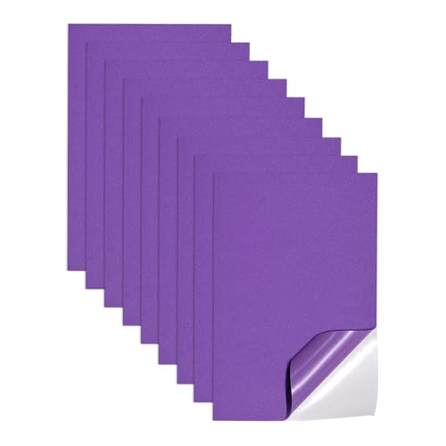 Jtnohx Hojas de Espuma Eva Adhesivas, 9 Piezas Goma Despumas Pegajosas para Artesanías, Espuma Artesanal Autoadhesivo 17,78 × 28,7 cm, Revestimiento de Cajones Eva para Cajas(morado)