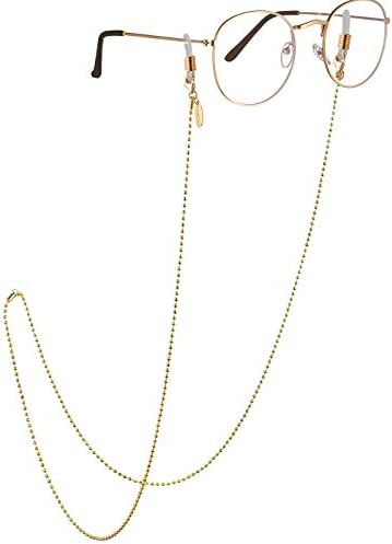 AllenCOCO 18K Gold Plated Eyeglass Chain Sunglasses Eyewear Strap Holder Reading Glasses Retainer for Women, 18k Faceted Beads, One Size