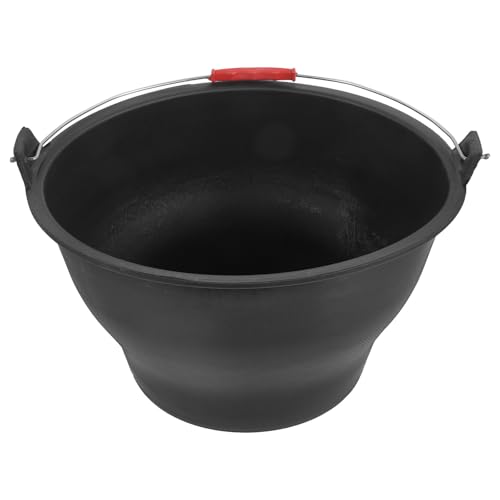 jojofuny Small Thickened Construction Bucket with Handle, Rubber Cement Pail for Building Site and Gardening, Black Sturdy Cleaning and Planting Container, 30Cm Top Diameter, 17.5Cm Height