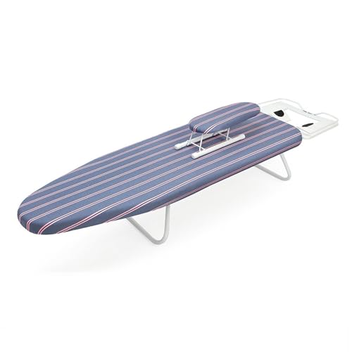 ISCBAFYX Tabletop Ironing Board - Heavy Duty Iron Board with Mesh Metal Base, Cotton Cover, Non-Slip Feet, Household Essentials (Color : Stripes, Size : 110 * 30 * 19)