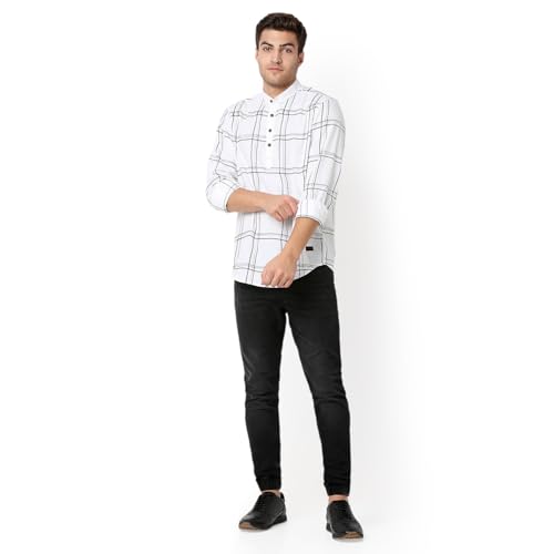 Image of Spykar Men's Slim Fit N /A Full Sleeve Checked Casual Shirts