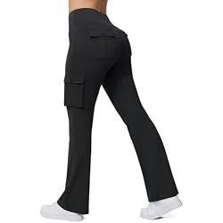 Casei Women's Yoga Flare Leggings with 6 Pockets High Waisted Cargo Pants | Anti-roll Waistband, Non See-Through, 4-Way Stretch, Soft, Moisture-Wicking, Work Scrubs, Workout, Casual&Travel Bootcut