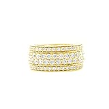 Gualiy Anillo de oro blanco de 9/14/18 quilates para hombre, múltiples filas de moissanita, anillos de compromiso de boda, Oro amarillo de 18 quilates, Moissanita