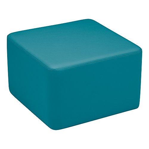Image of Sprogs 12 inch H Structured Cube Stool -Flexible Modular Collaborative Soft Seating for Office, Home, Lounge and School Classrooms with Durable Frame & Set of 6 inch Legs Add-on -Teal