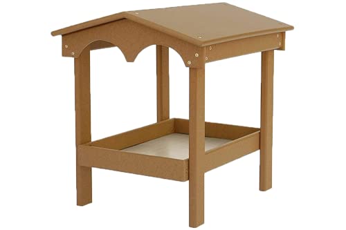 DutchCrafters Recycled Plastic Poly Large Covered Ground Fly Through Raised Platform Bird Feeder with Mesh Seed Tray - USA Amish Made (Bright Cedar)