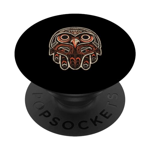 Eagle, falcon, Haida Indian style, animals, birds, vintage PopSockets Swappable PopGrip, Black