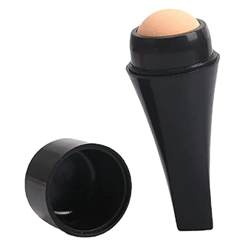 Liummrcy Rodillo Absorbente de Aceite de Piedra volcánica de Piedra Facial de Control de Aceite Facial Mini masajeador Negro.Rodillo de absorción de Aceite volcánico Natural
