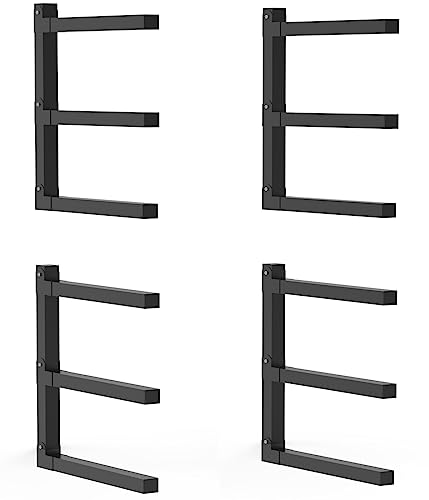 Tigerden Lumber Storage Metal Rack, 3-Level Wall-Mounted Organizer and Wood