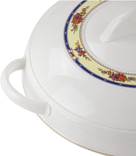 SQ Professional Insulated Casserole Serving Dishes with Lids - 3pc Ambiente Thermal Hot Food Containers Set 6, 8 & 10Liters, White