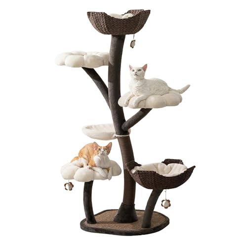 Catry Blossom 59 Flower Cat Tree with Replaceable Flower Perches and Scratching Posts Handwoven Baskets with Washable Beds Durable Iron Frame for Large & Multi-Cat Homes