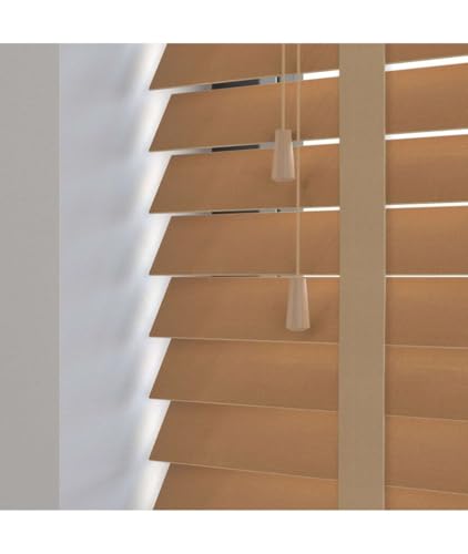 Custom Made To Measure Light Oak Real Wood Venetian Blinds With Tapes (50mm slats) 30-60cm width x 120cm drop