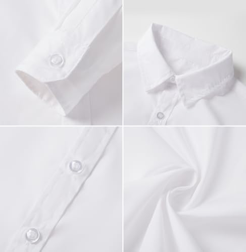 maoo garden Mädchen weißes Schuluniformhemd Langarmbluse Button-Down-Bluse 164
