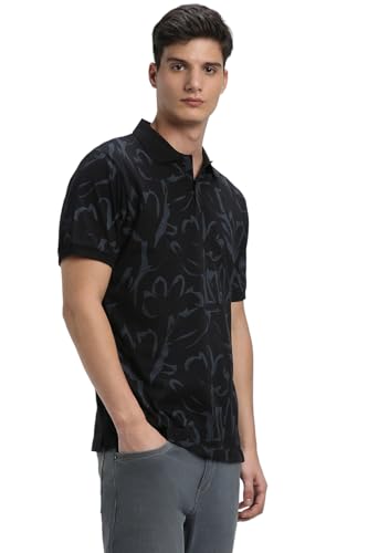 Image of Dennis Lingo Men's Cotton Printed Slim Fit Button-Down Short Sleeve Polo Tshirt