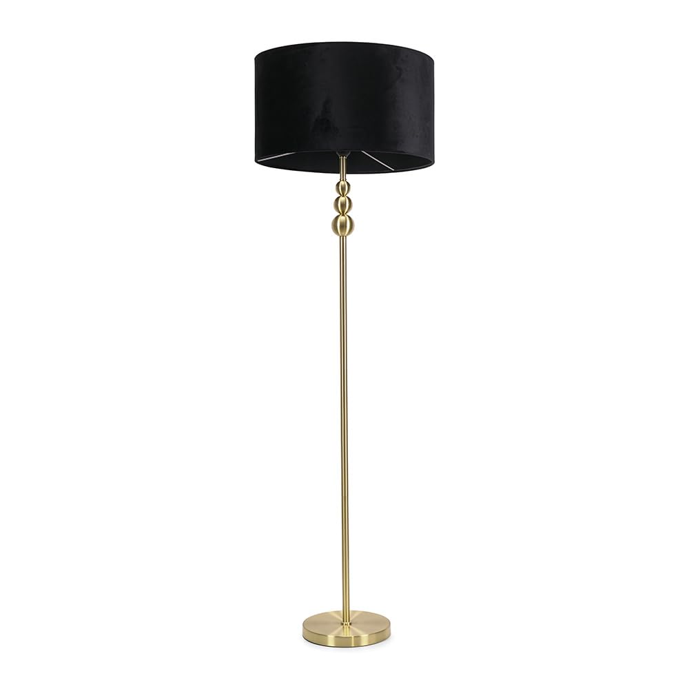 B&Q -  Marissa Gold Stacked Ball Floor Lamp With Black Velvet Shade