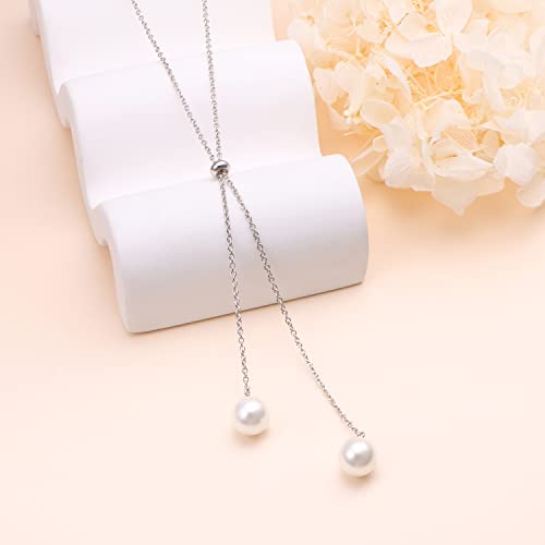 YinShan Long Chain Dainty Necklace Simple Style 925 Sterling Silver Heart Pearl Star Pendant Adjustable Y Shaped Necklace Jewelry for Women3