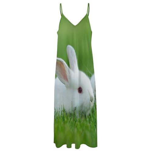 Robe longue lapin blanc sans manches robe maxi d'été légère pour la plage