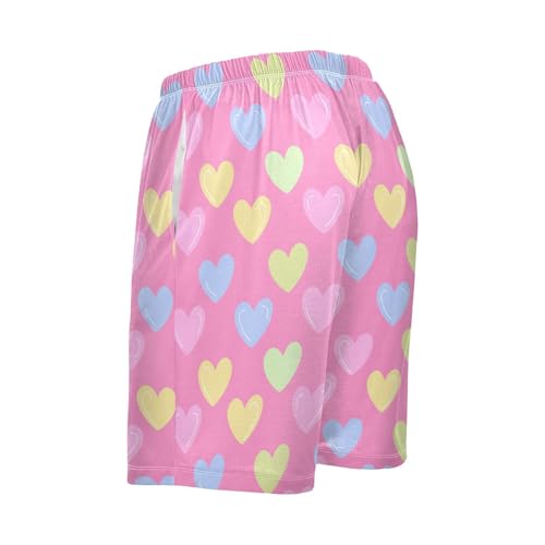 Hearts Yellow Pink Pajama Shorts for Men Lounge Pants Sleeping Shorts Mens Pajama Shorts with Pockets, S-XXL3