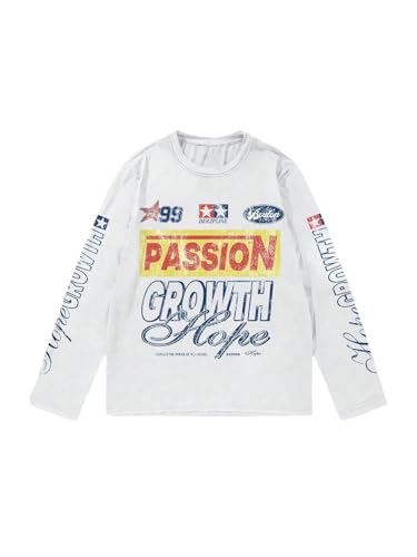 Men's Number Print Jersey Tops Graphic Tee Long Sleeve Crew Neck T-Shirt Streetwear