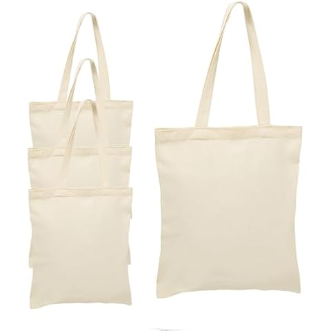 Acoavo 4 Pack 13'' × 15'' Natural Cotton Tote Bags with Zipper, Large Blank Bulk Canvas Tote Bags with Pocket Cover