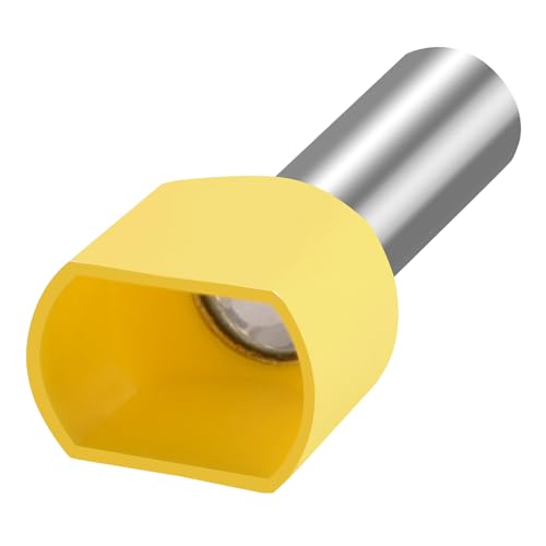 Heschen Zwillings-Crimp, TE6014, AWG10*2/2 * 6mm², Zwillings-Aderendhülsen, Zwillings-Aderendklemmen, Länge 14mm, gelb (100)