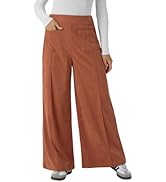 ZAFUL Womens Corduroy Pants Casual High Waisted Wide Leg Pants Retro Elastic Waistband Trousers w...