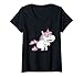 Donna Sgabello da cacca Rainbow Fairytale Magic Colorful Love Unicorn Top Maglietta con Collo a V