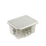 Inkl. Tabletts für 45 Kugeln Sunware Weihnachts Box 24 Liter mit flachem Deckel + Tabletts für 45 Kugeln - transp/Silber