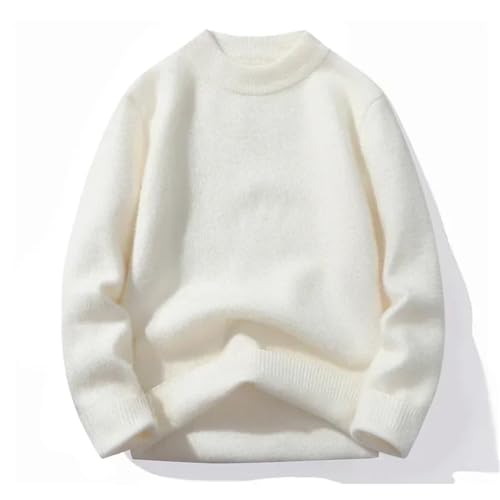 Men's Solid Color Cashmere Sweater Crew Neck Long Sleeve Pullover Knitted Sweater4