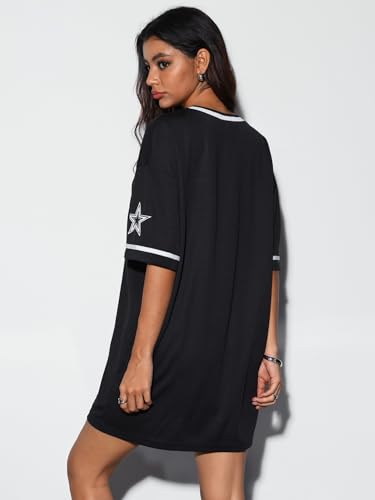 SOLY HUX Women's Summer Dresses V Neck Short Sleeve Jersey T-Shirt Dress Loose Mini Dress2