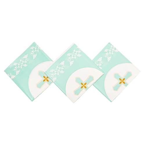 Image of BLUE PANDA 3-Pack Disposable Plastic First Communion Table Cloth - 54 x 108 in White Rectangular Pleated Plastic Cover - Spill Protection & Easy Cleanup - Religious Baptism Decorations